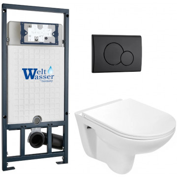 Подвесной унитаз с инсталляцией WeltWasser Marberg 507 / Baarbach 004 GL-WT / MAR 507 RD MT-BL 10000010359 белый глянец