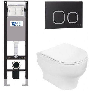Подвесной унитаз с инсталляцией WeltWasser Amberg 350 / Erlenbach 004 GL-WT / Amberg RD-BL 10000012289 белый глянец