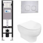 Подвесной унитаз с инсталляцией WeltWasser Amberg 350 / Erlenbach 004 GL-WT / Amberg RD-MT CR 10000012291 белый глянец