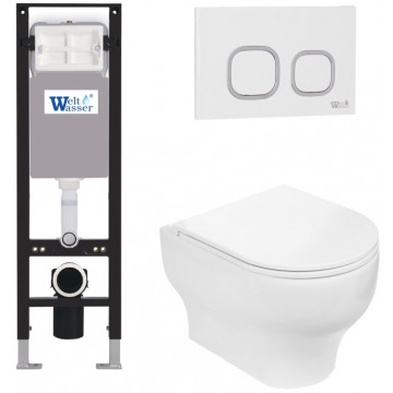 Подвесной унитаз с инсталляцией WeltWasser Amberg 350 / Erlenbach 004 GL-WT / Amberg RD-WT 10000012292 белый глянец