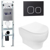 Подвесной унитаз с инсталляцией WeltWasser Amberg 350 ST / Erlenbach 004 GL-WT / Amberg RD-BL 10000006506 белый глянец