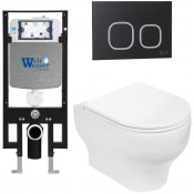 Подвесной унитаз с инсталляцией WeltWasser Amberg 497 / Erlenbach 004 GL-WT / Amberg RD-BL 10000006596 белый глянец