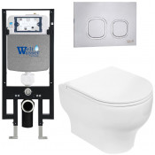 Подвесной унитаз с инсталляцией WeltWasser Amberg 497 / Erlenbach 004 GL-WT / Amberg RD-MT CR 10000006595 белый глянец