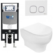 Подвесной унитаз с инсталляцией WeltWasser Amberg 497 / Erlenbach 004 GL-WT / Amberg RD-WT 10000006598 белый глянец