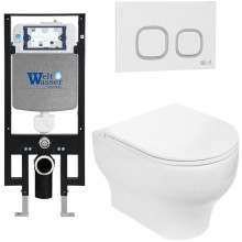 Подвесной унитаз с инсталляцией WeltWasser Amberg 497 / Erlenbach 004 GL-WT / Amberg RD-WT 10000006598 белый глянец