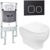 Подвесной унитаз с инсталляцией WeltWasser Amberg 497 ST / Erlenbach 004 GL-WT / Amberg RD-BL 10000006683 белый глянец