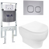 Подвесной унитаз с инсталляцией WeltWasser Amberg 497 ST / Erlenbach 004 GL-WT / Amberg RD-CR 10000006684 белый глянец