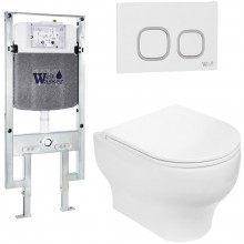 Подвесной унитаз с инсталляцией WeltWasser Amberg 497 ST / Erlenbach 004 GL-WT / Amberg RD-WT 10000006686 белый глянец