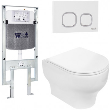 Подвесной унитаз с инсталляцией WeltWasser Amberg 497 ST / Erlenbach 004 GL-WT / Amberg RD-WT 10000006686 белый глянец