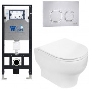 Подвесной унитаз с инсталляцией WeltWasser Amberg 506 / Erlenbach 004 GL-WT / Amberg RD-MT CR 10000006773 белый глянец