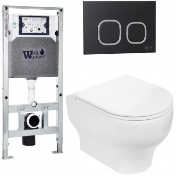 Подвесной унитаз с инсталляцией WeltWasser Amberg 506 ST / Erlenbach 004 GL-WT / Amberg RD-BL 10000006859 белый глянец