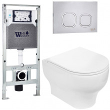 Подвесной унитаз с инсталляцией WeltWasser Amberg 506 ST / Erlenbach 004 GL-WT / Amberg RD-MT CR 10000006861 белый глянец