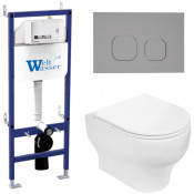 Подвесной унитаз с инсталляцией WeltWasser Bamberg 460 / Erlenbach 004 GL-WT / Bamberg CR 10000010364 белый глянец
