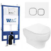 Подвесной унитаз с инсталляцией WeltWasser Bamberg 545 / Erlenbach 004 GL-WT / Bamberg WT 10000010373 белый глянец