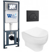 Подвесной унитаз с инсталляцией WeltWasser Marberg 410 / Erlenbach 004 GL-WT / MAR 410 RD MT-BL 10000010375 белый глянец