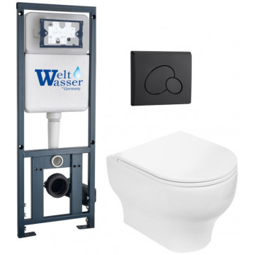 Подвесной унитаз с инсталляцией WeltWasser Marberg 410 / Erlenbach 004 GL-WT / MAR 410 RD MT-BL 10000010375 белый глянец