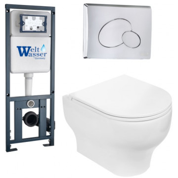 Подвесной унитаз с инсталляцией WeltWasser Marberg 410 / Erlenbach 004 GL-WT / MAR 410 RD-CR 10000006464 белый глянец