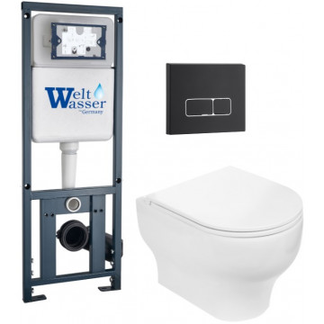 Подвесной унитаз с инсталляцией WeltWasser Marberg 410 / Erlenbach 004 GL-WT / MAR 410 SE MT-BL 10000010377 белый глянец