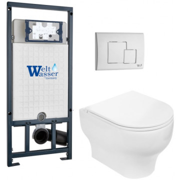 Подвесной унитаз с инсталляцией WeltWasser Marberg 507 / Erlenbach 004 GL-WT / MAR 507 SE GL-WT 10000010380 белый глянец
