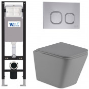Подвесной унитаз с инсталляцией Weltwasser Amberg 497 / Gelbach 041 MT-GR / Amberg RD-CR 10000010559 серый матовый