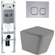 Подвесной унитаз с инсталляцией Weltwasser Amberg 350 ST / Gelbach 041 MT-GR / Amberg RD-CR 10000010554 серый матовый