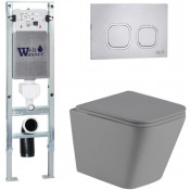 Подвесной унитаз с инсталляцией Weltwasser Amberg 350 ST / Gelbach 041 MT-GR / Amberg RD-MT CR 10000010555 серый матовый