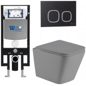 Подвесной унитаз с инсталляцией Weltwasser Amberg 497 / Gelbach 041 MT-GR / Amberg RD-BL 10000010558 серый матовый