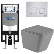 Подвесной унитаз с инсталляцией Weltwasser Amberg 497 / Gelbach 041 MT-GR / Amberg RD-MT CR 10000010560 серый матовый