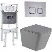 Подвесной унитаз с инсталляцией Weltwasser Amberg 497 ST / Gelbach 041 MT-GR / Amberg RD-CR 10000010564 серый матовый