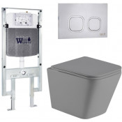 Подвесной унитаз с инсталляцией Weltwasser Amberg 497 ST / Gelbach 041 MT-GR / Amberg RD-MT CR 10000010565 серый матовый