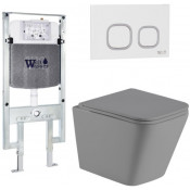 Подвесной унитаз с инсталляцией Weltwasser Amberg 497 ST / Gelbach 041 MT-GR / Amberg RD-WT 10000010566 серый матовый