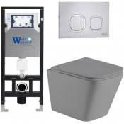 Подвесной унитаз с инсталляцией Weltwasser Amberg 506 / Gelbach 041 MT-GR / Amberg RD-MT CR 10000010575 серый матовый