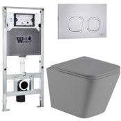 Подвесной унитаз с инсталляцией Weltwasser Amberg 506 ST / Gelbach 041 MT-GR / Amberg RD-MT CR 10000010570 серый матовый