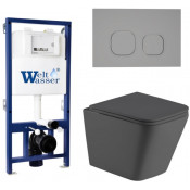 Подвесной унитаз с инсталляцией Weltwasser Bamberg 525 / Gelbach 041 MT-GR / Bamberg CR 10000013537 серый матовый