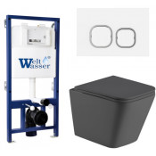 Подвесной унитаз с инсталляцией Weltwasser Bamberg 525 / Gelbach 041 MT-GR / Bamberg WT 10000013538 серый матовый