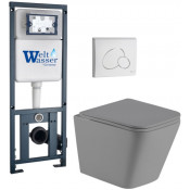 Подвесной унитаз с инсталляцией Weltwasser Marberg 410 / Gelbach 041 MT-GR / MAR 410 RD GL-WT 10000010579 серый матовый