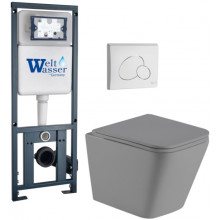 Подвесной унитаз с инсталляцией Weltwasser Marberg 410 / Gelbach 041 MT-GR / MAR 410 RD GL-WT 10000010579 серый матовый