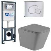 Подвесной унитаз с инсталляцией Weltwasser Marberg 410 / Gelbach 041 MT-GR / MAR 410 RD-CR 10000010578 серый матовый
