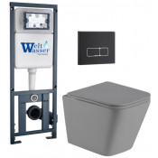Подвесной унитаз с инсталляцией Weltwasser Marberg 410 / Gelbach 041 MT-GR / MAR 410 SE MT-BL 10000010583 серый матовый