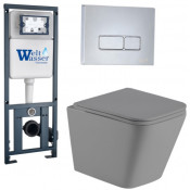 Подвесной унитаз с инсталляцией Weltwasser Marberg 410 / Gelbach 041 MT-GR / MAR 410 SE-CR 10000010581 серый матовый