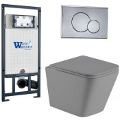 Подвесной унитаз с инсталляцией Weltwasser Marberg 507 / Gelbach 041 MT-GR / MAR 507 RD CR 10000010585 серый матовый