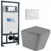 Подвесной унитаз с инсталляцией Weltwasser Marberg 507 / Gelbach 041 MT-GR / MAR 507 RD GL-WT 10000010586 серый матовый