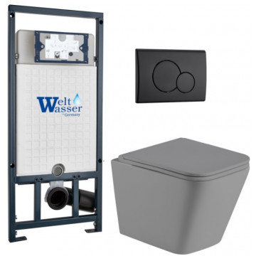 Подвесной унитаз с инсталляцией Weltwasser Marberg 507 / Gelbach 041 MT-GR / MAR 507 RD MT-BL 10000010587 серый матовый