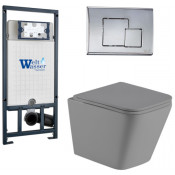 Подвесной унитаз с инсталляцией Weltwasser Marberg 507 / Gelbach 041 MT-GR / MAR 507 SE CR 10000010588 серый матовый
