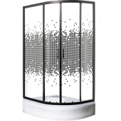 Душевой уголок Мономах ДУ 100/80/180 МЗ BL L 10000012459 100x80 черный матовый/прозрачное с рисунком