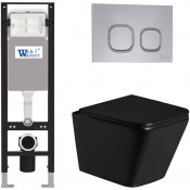 Подвесной унитаз с инсталляцией Weltwasser Amberg 350 / Gelbach 043 GL-BL / Amberg RD-MT CR 10000013546 черный глянцевый