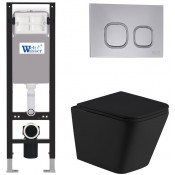 Подвесной унитаз с инсталляцией Weltwasser Amberg 350 / Gelbach 043 MT-BL / Amberg RD-CR 10000012320 черный матовый