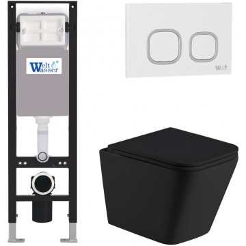Подвесной унитаз с инсталляцией Weltwasser Amberg 350 / Gelbach 043 MT-BL / Amberg RD-WT 10000012322 черный матовый