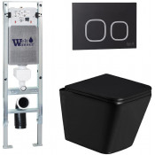 Подвесной унитаз с инсталляцией Weltwasser Amberg 350 ST / Gelbach 043 GL-BL / Amberg RD-BL 10000011926 черный глянцевый