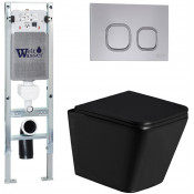 Подвесной унитаз с инсталляцией Weltwasser Amberg 350 ST / Gelbach 043 GL-BL / Amberg RD-CR 10000011927 черный глянцевый